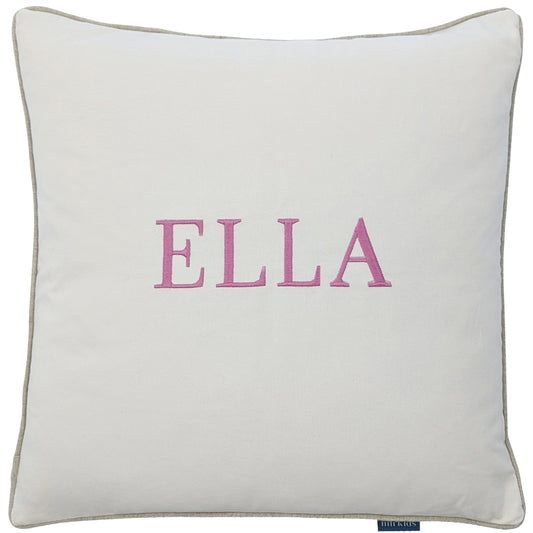 White Personalised Name Kids Cushion Cover | Mirage Haven 