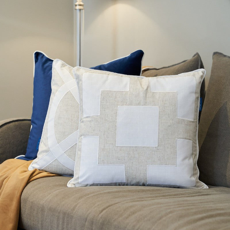 EASTWOOD Linen and White Four Corners Cushion Cover | Mirage Haven 