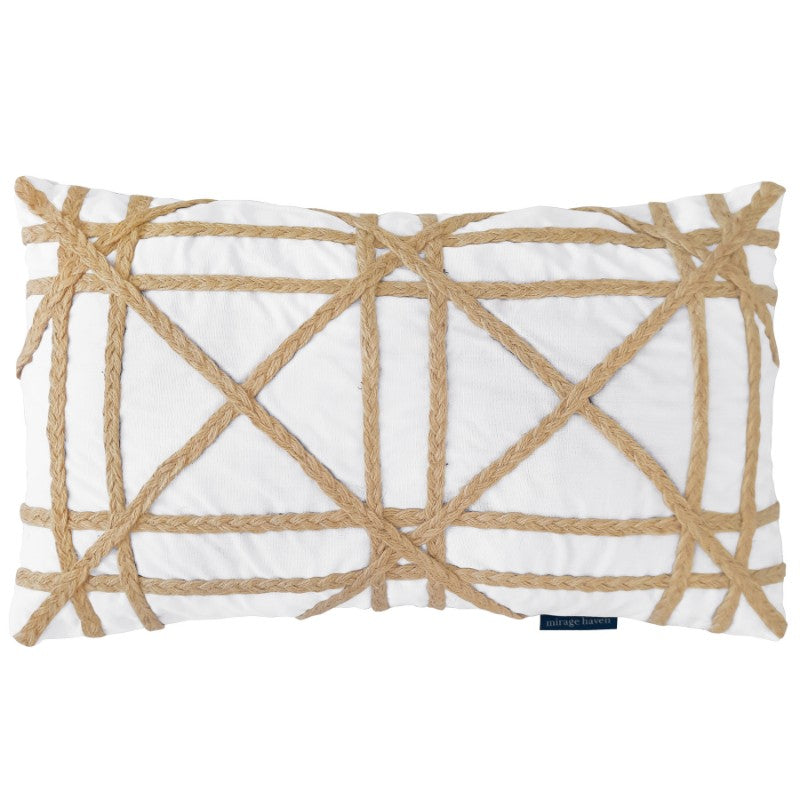 Mirage Haven LONG BEACH Hemp Braids Crosses Cushion Cover  