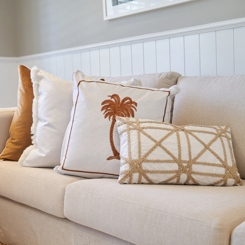 Mirage Haven LONG BEACH Hemp Braids Crosses Cushion Cover  