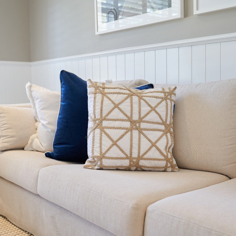 Mirage Haven LONG BEACH Hemp Braids Crosses Cushion Cover 