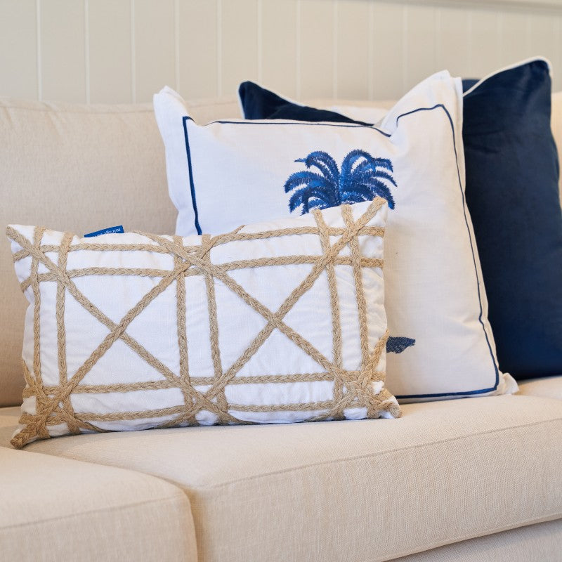 Mirage Haven LONG BEACH Hemp Braids Crosses Cushion Cover  