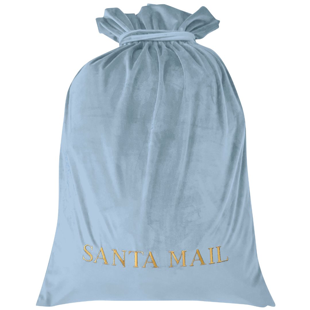 Luxury Personalised Velvet Santa Sack Duck Egg Blue | Mirage Haven 