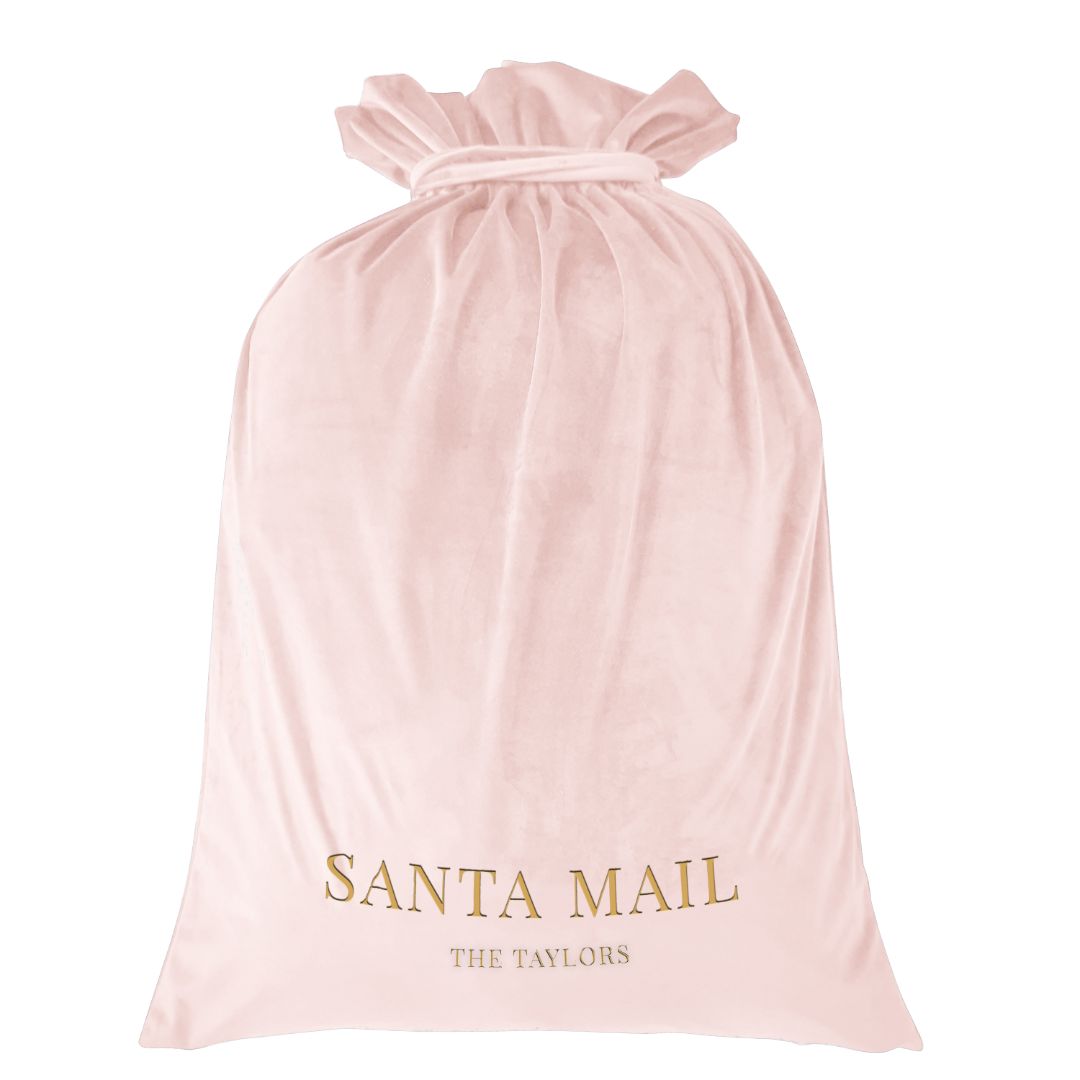 Personalised Velvet Santa Sack Blush Pink | Mirage Haven 