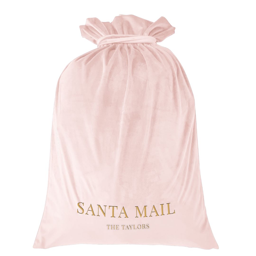 Personalised Velvet Santa Sack Blush Pink | Mirage Haven 