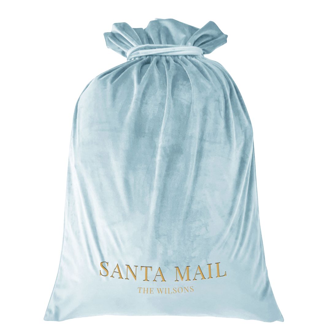 Luxury Personalised Velvet Santa Sack Sky Blue | Mirage Haven 