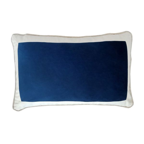 CALDER Dark Blue Border Velvet Cushion Cover | Mirage Haven 