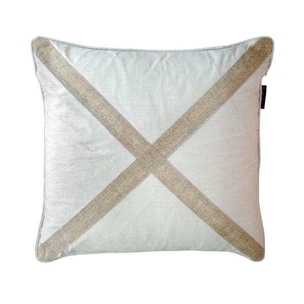 EASTWOOD Silver Polylinen and White Cross Cushion Cover | Mirage Haven 