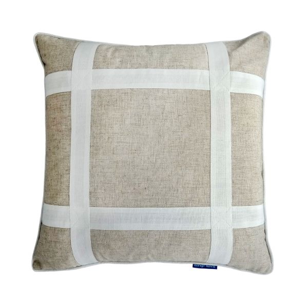EASTWOOD Linen and White Criss Cross Cushion Cover | Mirage Haven  