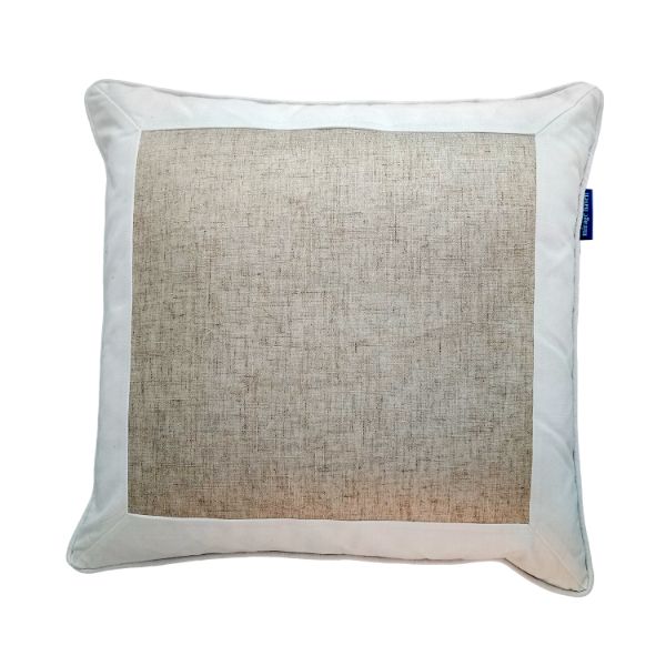  EASTWOOD Silver Linen and White Border Cushion Cover | Mirage Haven 