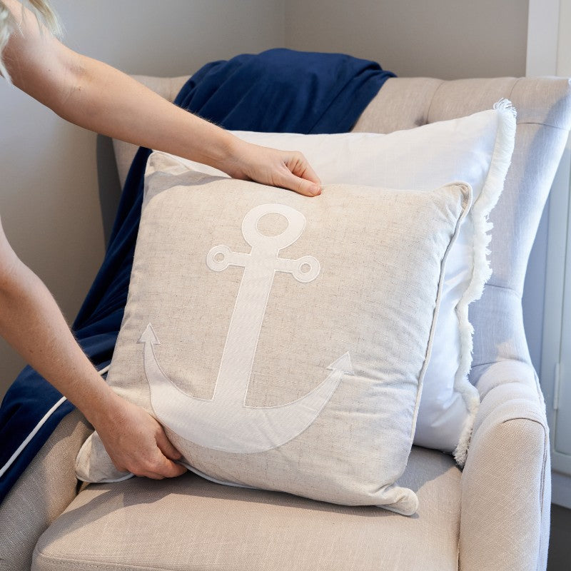 Anchor Kids Linen and White Cushion Cover | Mirage Haven 