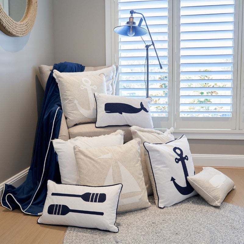 Anchor Dark Blue and White Kids Cushion Cover | Mirage Haven 