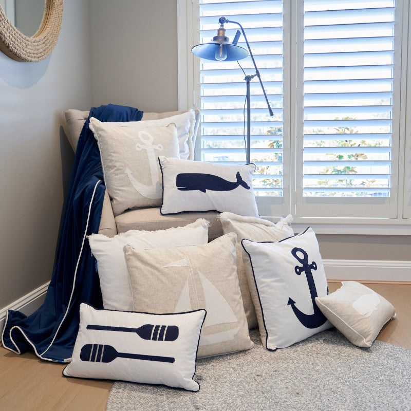 Anchor Kids Linen and White Cushion Cover | Mirage Haven 