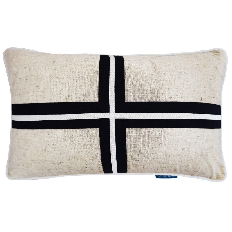MILROY Black Stripes and Silver Jute Cushion Cover | Mirage Haven 