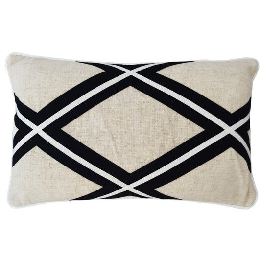 MILROY Black Stripes and Silver Jute Cushion Cover | Mirage Haven 