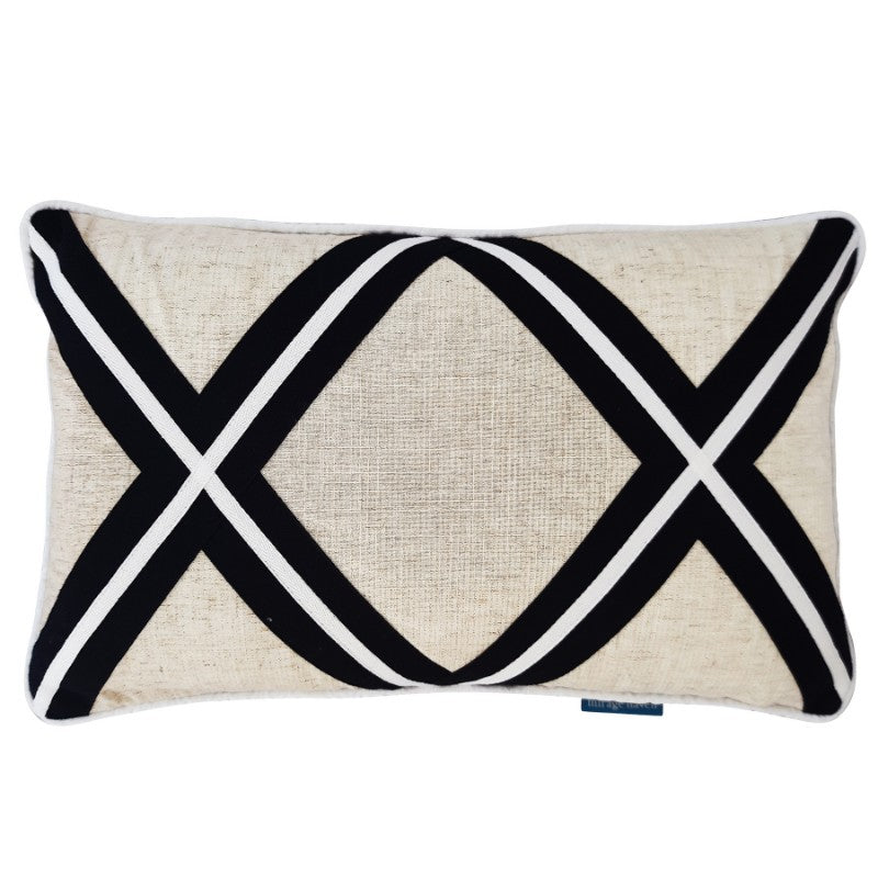 MILROY Black Stripes and Silver Jute Cushion Cover | Mirage Haven 