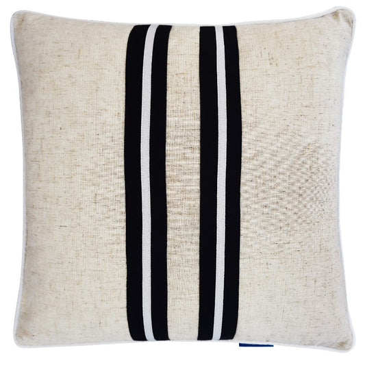 MILROY Black Stripes and Silver Jute Cushion | Mirage Haven 