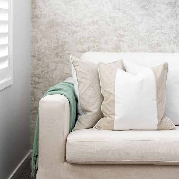 EASTWOOD Silver Linen and White Panel Cushion Cover | Mirage Haven 