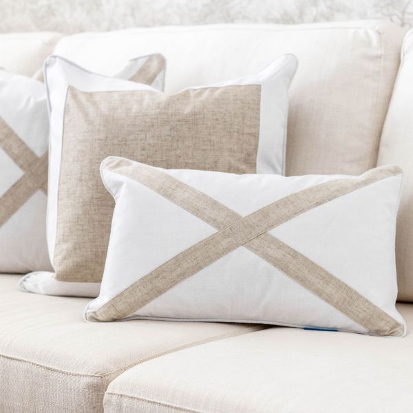 EASTWOOD Silver Polylinen and White Cross Cushion Cover | Mirage Haven 