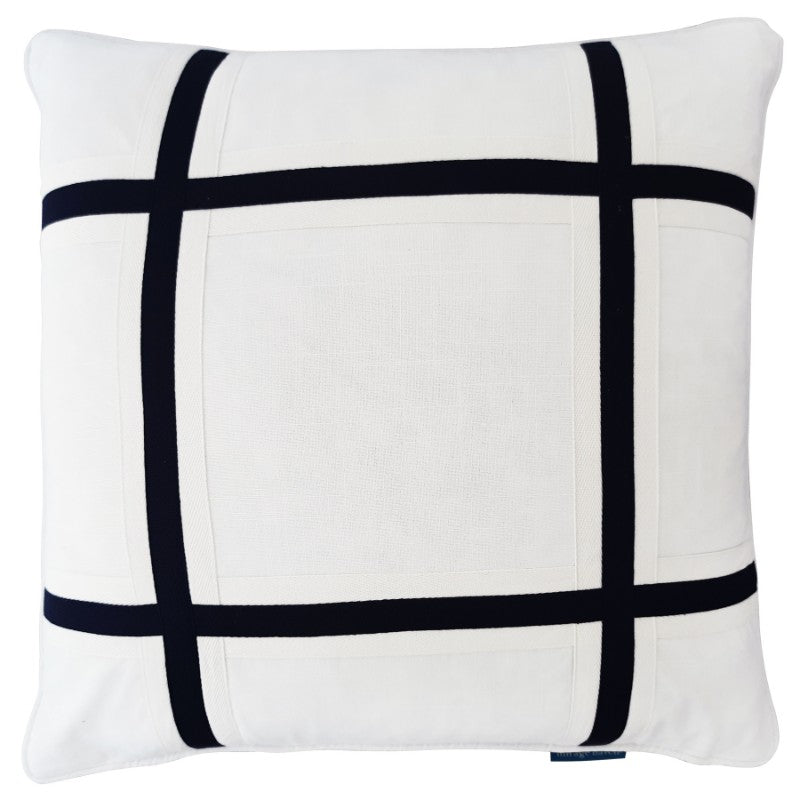 NORTH CAPE Dark Blue and White Criss Cross Cushion | Mirage Haven 