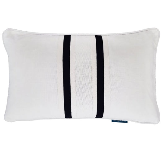 NORTH CAPE Dark Blue and White Twin Strip Cushion | Mirage Haven 