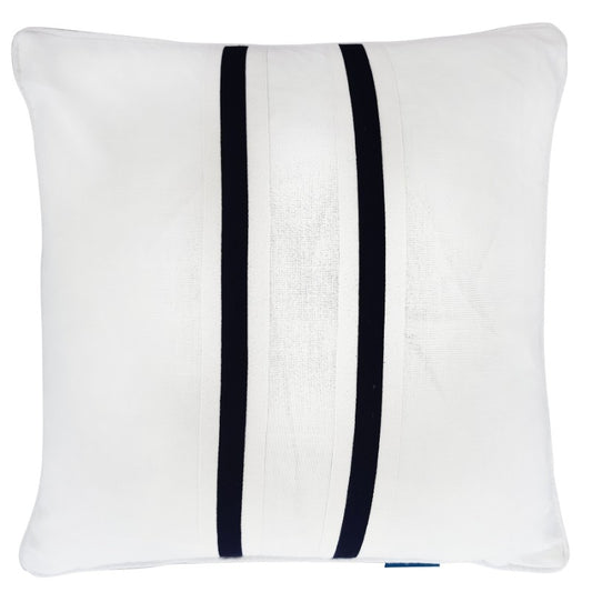 NORTH CAPE Dark Blue and White Twin Strip Cushion | Mirage Haven 