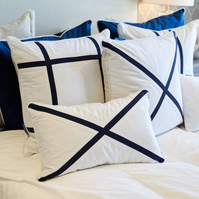 NORTH CAPE Dark Blue and White Cross Cushion Cover | Mirage Haven 