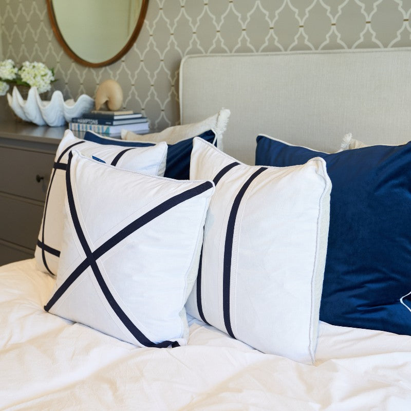 NORTH CAPE Dark Blue and White Cross Cushion Cover | Mirage Haven 