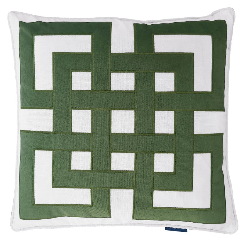 ORION Fern Green Interlink Square Cushion Cover | Mirage Haven 