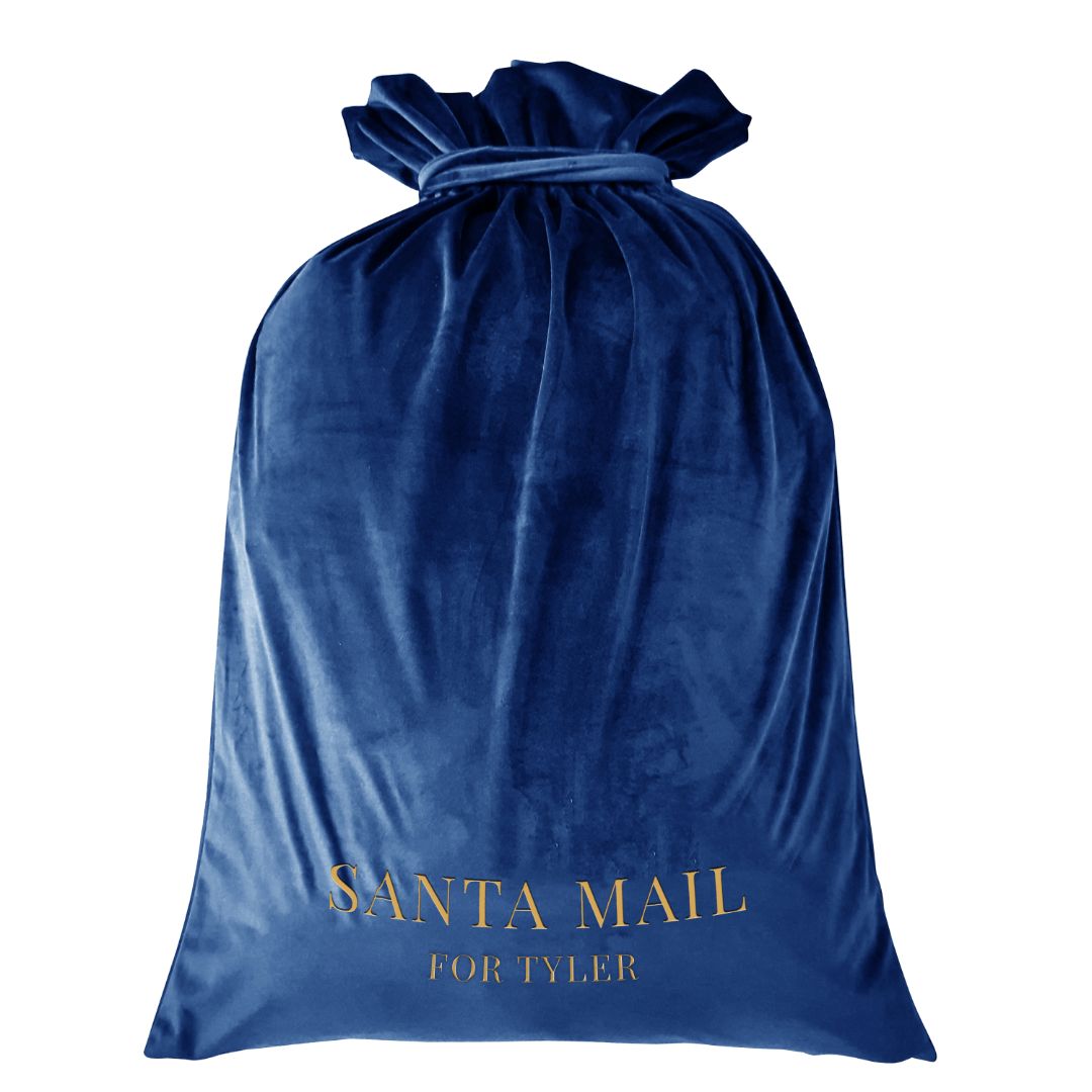 Luxury Personalised Velvet Santa Sack Dark Blue | Mirage Haven 