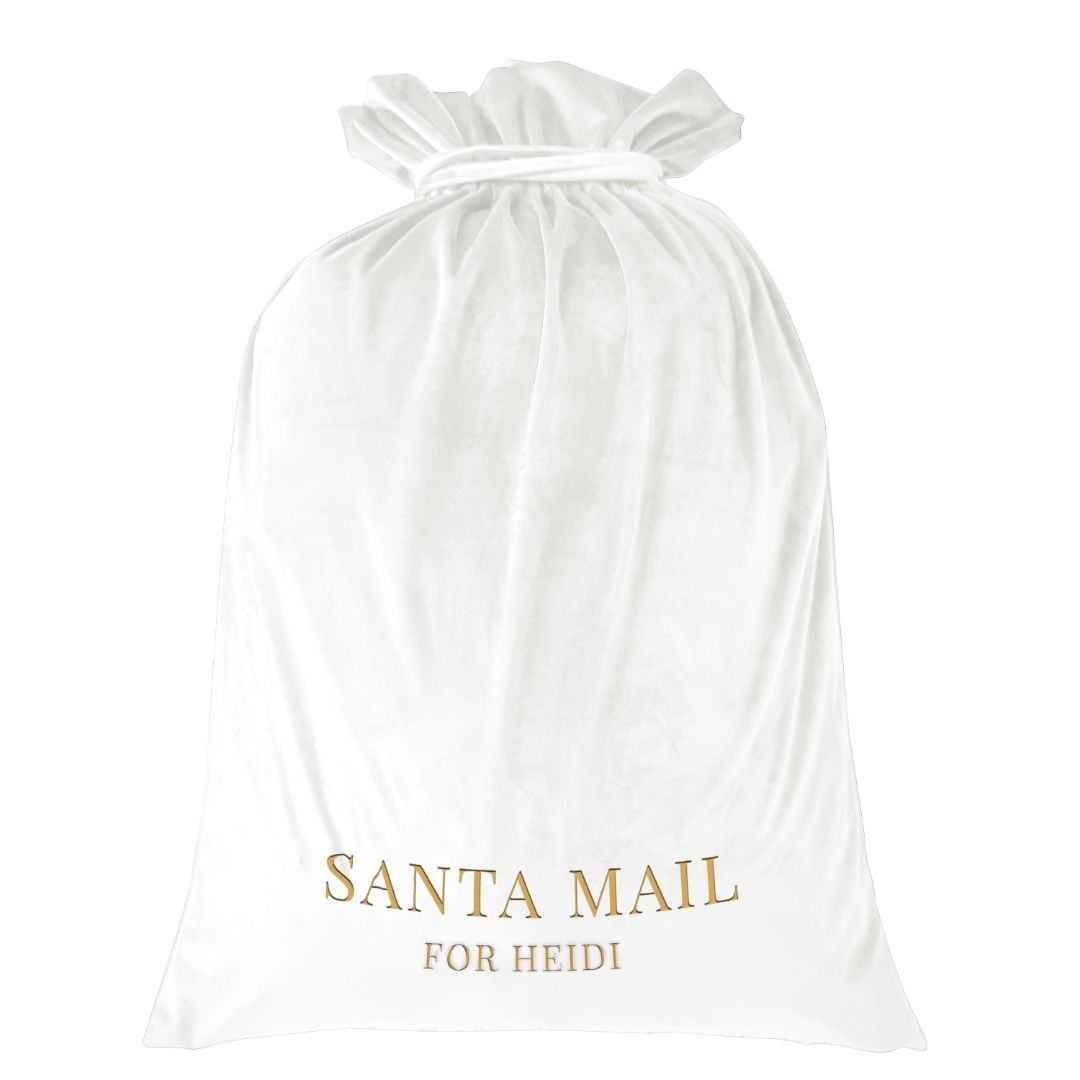 Personalised Velvet Christmas Sack White | Mirage Haven 