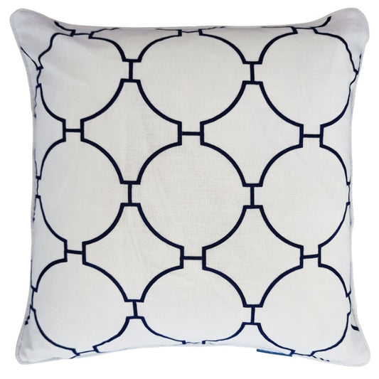 QUINNS Dark Blue and White Hampton Link Cushion | Mirage Haven 