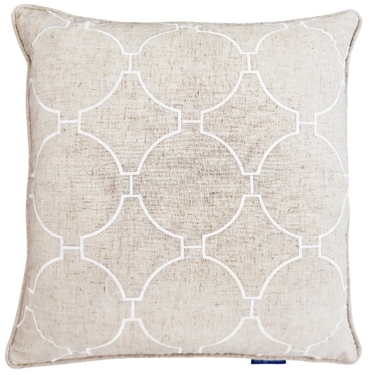 QUINNS White Hampton Link Linen Cushion Cover | Mirage Haven 