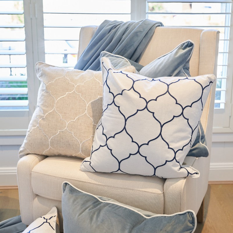 QUINNS White Trellis and Linen Cushion Cover | Mirage Haven 