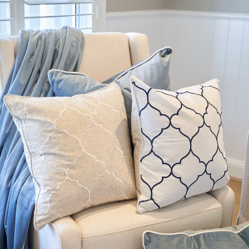 QUINNS White Trellis and Linen Cushion Cover | Mirage Haven 