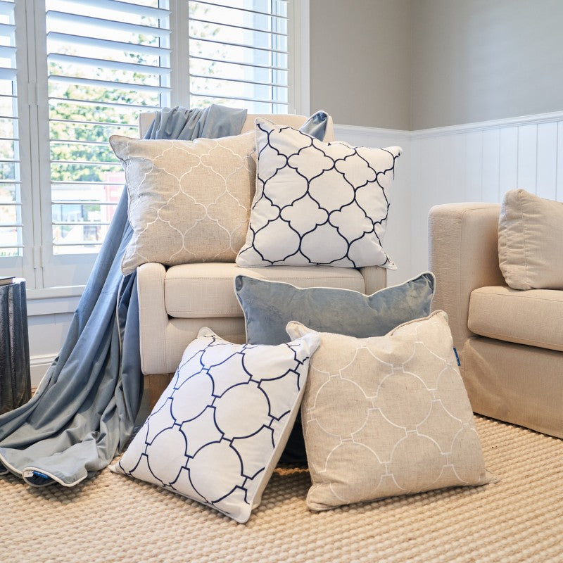 QUINNS White Trellis and Linen Cushion Cover | Mirage Haven 