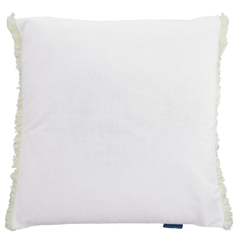 RUSE White Cotton Fringe Cushion Cover | Mirage Haven 