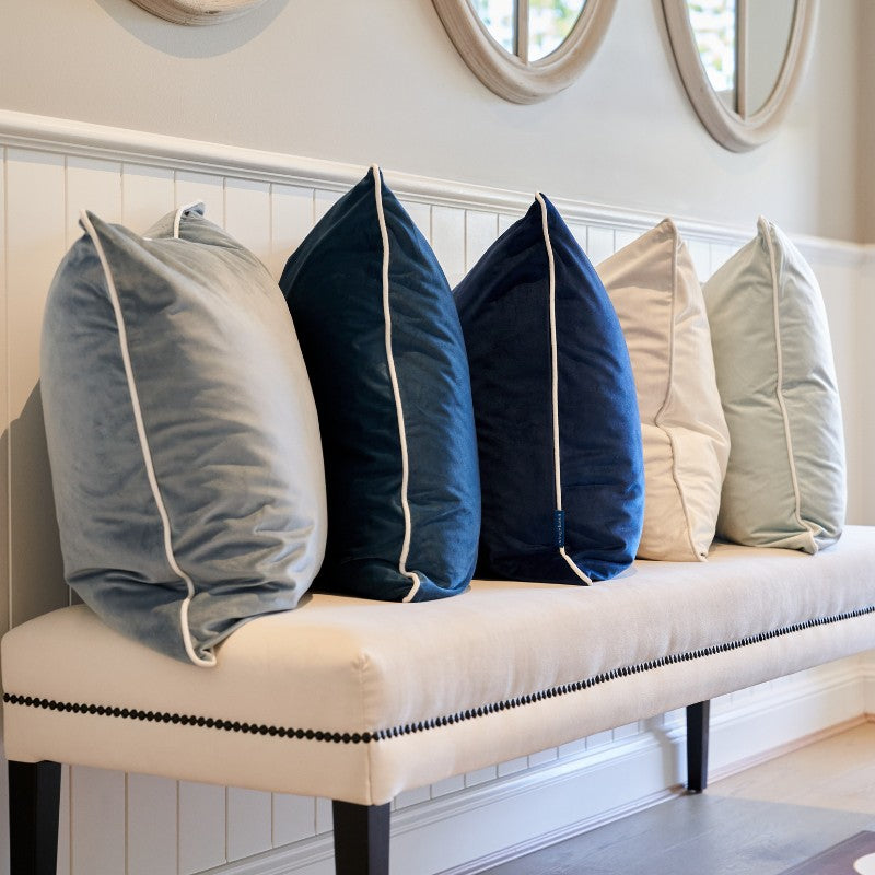SARINA Premium Velvet White Piping Cushion Cover | Mirage Haven 