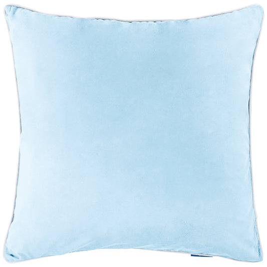 SARINA Sky Blue Premium Velvet White Piping Cushion Cover | Mirage Haven 