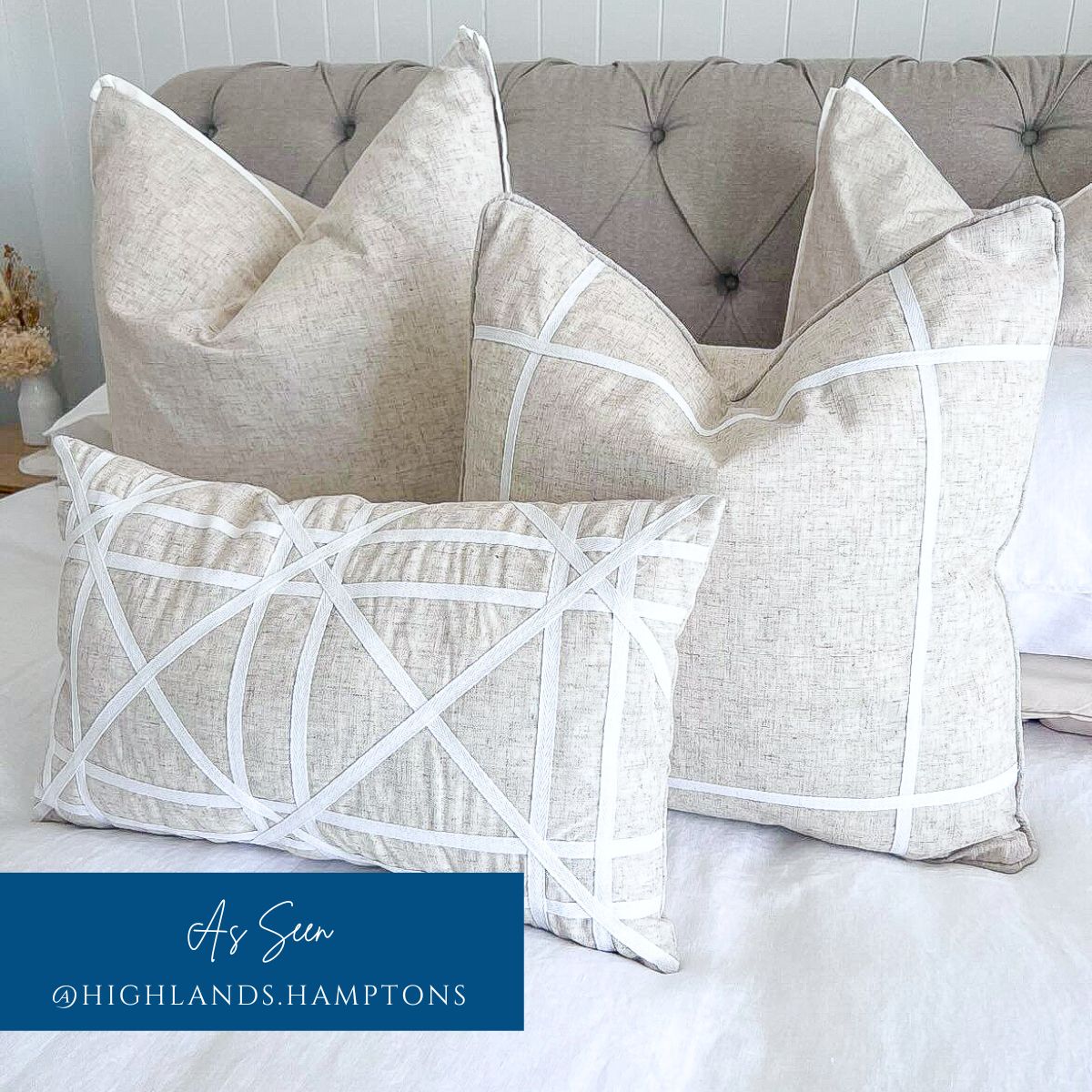 VISTA Linen and White Criss Cross Cushion Cover | Mirage Haven 